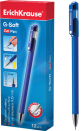 Ручка гелевая ErichKrause синяя 0,38мм G-Soft игольчатый стержень 39206