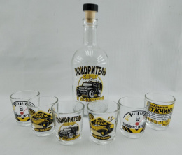 Набор стеклянный  7 предметов (графин - штоф + 6 стопок) Настоящий мужик, в ассортименте, в п/у Gid Glass D23/01+D1250/06ch