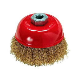 Крацовка для угловой шлифовальной машины  75мм, М14 (чашка) из латунированной витой проволоки Matrix 74604