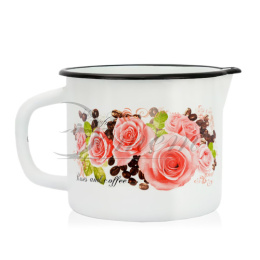 Кружка эмалированная 1,4л с носиком с декором Розы и кофе Эстет ЭТ-75092