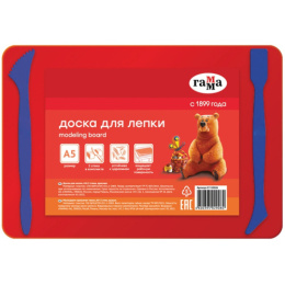 Дощечка для пластилина А5 Гамма с 2 стеками, пластик, красный 338357, 21122026
