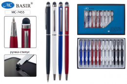 Ручка подарочная со стилусом металлическая, поворотный механизм, корпус ассорти МС-7455