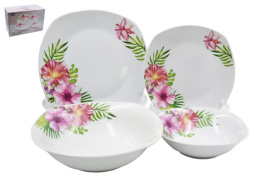 Набор столовый фарфоровый 19 предметов квадратный Тропические цветы, в п/у Lavenir 19К-8007