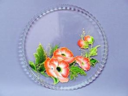 Блюдо стеклянное круглое 280мм Цветы роспись, в п/у Красота стекла 352/80