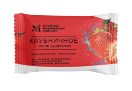 Мыло туалетное Клубничное 100г ординарное Московский мыловаренный комбинат