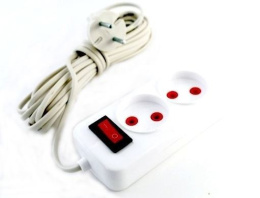 Удлинитель 2 розетки  3м  6А без заземления, ШВВП 2 х 0,75, 1300Вт, с выключателем, в инд. упаковке Веллконт У10-451