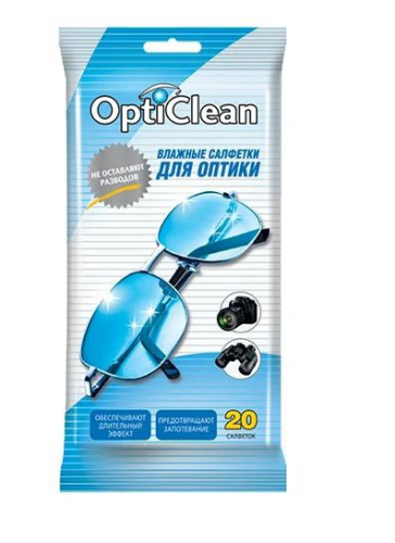 Салфетки влажные OptiClean 20шт. для оптики 744296