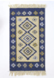 Коврик напольный хлопковый Kilim Usak 60х 90см, синий L'Cadesi UK02/11691002