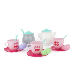 Набор детской посуды пластиковый 15 предметов Сахарная пудра, в сетке Совтехстром У1109