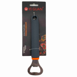 Открывалка из нержавеющей стали для бутылок прорезиненная ручка 17,5см Радужный Дом РД72806