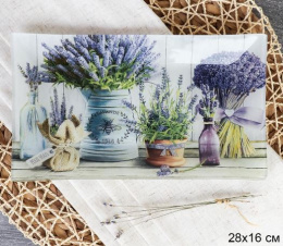 Блюдо стеклянное прямоугольное 280х160мм Grey Лаванда White Lily S322816 BB039