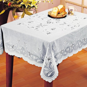 Скатерть виниловая прямоугольная 150х230см, белый Embossed С629