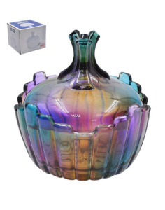 Сахарница стеклянная 120х120мм цветная, в п/у 96395