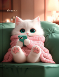 Дневник универсальный твердая обложка Уютный котик, наклейки в подарок Д48-9576