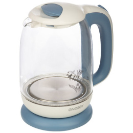 Чайник электрический 1,7л 2200Вт, E-281, стеклянный, диск, бело-голубой Energy 164117