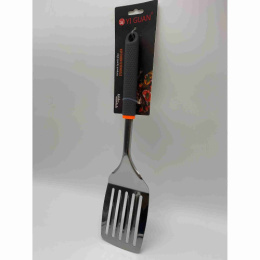 Лопатка из нержавеющей стали с прорезями 34х8,6см прорезиненная ручка Радужный Дом РД72738