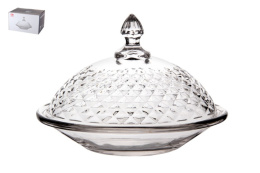 Блюдо стеклянное овальное с крышкой 205х135х155мм, в п/у Коралл 8300