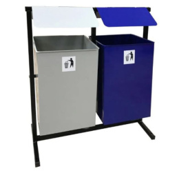 Урна для раздельного сбора мусора Тандем, 2 секции х 24л, синий/серый