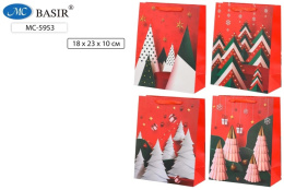 Пакет подарочный бумажный 18х23х10см Новогодние оригами, ассорти МС-5953