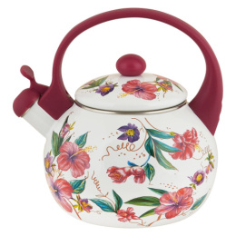 Чайник эмалированный со свистком 2,0л с пластик. ручкой Гибискус Appetite FT7-GI