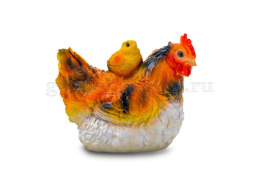 Копилка гипсовая Курица с цыпленком малая 19х15см ГусьДекорЛюкс 11К13