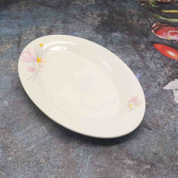 Блюдо фарфоровое овальное 300мм белое с узором Нежность Радужный Дом РД85301