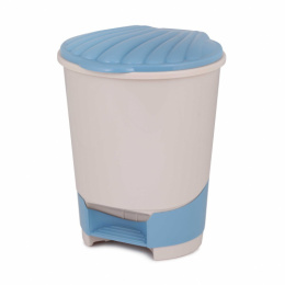 Ведро для мусора с педалью пластиковое 10л, светло-бежевый-синий Альтернатива М1381