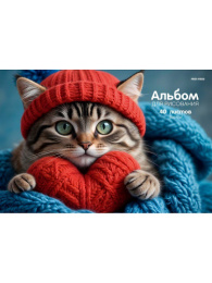 Альбом для рисования 40 листов Кот в шапке, склейка 40-7728