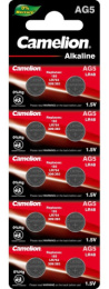 Батарейка часовая Camelion Mercury Free (0%Hg) AG 5 LR754 393A (10шт. на блистере) ЭН-12813