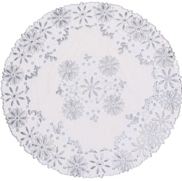 Салфетка виниловая круглая d-38см Лейс, серебро Grace LO-1008B