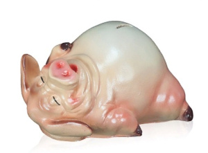 Копилка гипсовая Хрюшка на спине 14х26см Гарденвилл 300