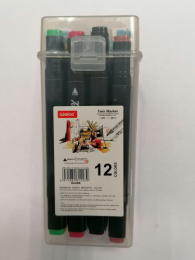 Маркеров набор 12 цветов скетчмаркеры, черный корпус WB-1002-12