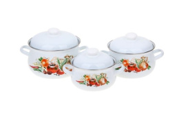 Эмаль набор посуды Стэма 3 предм. кастрюли сферические с металл. крышками 2л, 3,5л, 5л Итальянская кухня Лысьвенские эмали С-207АП2/4