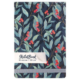 Тетрадь  80 листов скетчбук Ягоды и листья, книжный переплет 80-0516