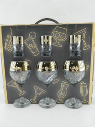 Двойка - набор стеклянный 12 предметов (6 бокалов для вина + 6 стопок) Мозаик с напылением, в п/у Gid Glass GN44411+1022ch