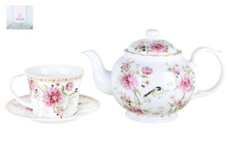Набор чайный фарфоровый  9 предметов 250мл Wild rose, на 4 персоны, в п/у Коралл WL230607