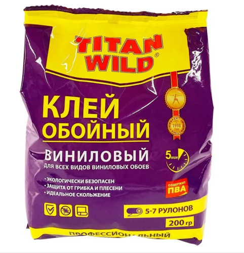 Клей обойный Titan Wild виниловый 200г, в пакете Titan Wild