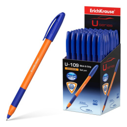 Ручка шариковая ErichKrause Ultra U-109 Orange Stick & Grip, синяя 47591