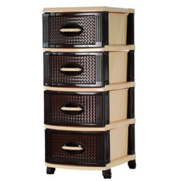 Комод четырехсекционный пластиковый 45х38х95см шоколадно-бежевый Ар-Пласт 16005