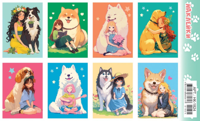 Наклейки (21 глиттер) Собачки и девочки НК-1824