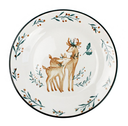 Тарелка фарфоровая мелкая 175мм Олененок Фокус т7-3000ц