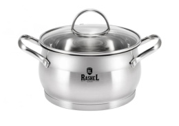 Кастрюля из нержавеющей стали  3,8л 200мм стеклянная крышка, Катрин Rashel R-38А