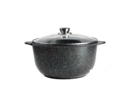 Кастрюля алюминиевая литая с антиприг. мраморным покрытием Орион 3,0л со стеклян. крышкой с металл. ручками Гардарика 1703-04-10