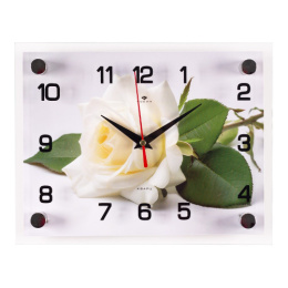 Часы настенные прямоугольные 26 х 20см Белая роза Рубин 2026-053