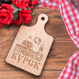 Доска разделочная экошпон с гравировкой 280х169х80мм с ручкой ДомВуд Ф13/Д13