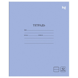 Тетрадь  12 листов линейка BG Однотонная, голубая Т5СК12 08885