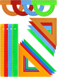 Набор чертежный средний 4 предмета (линейка 20см, 2 треугольника 12см и 16см, транспортир) НЧ-3170, 3171