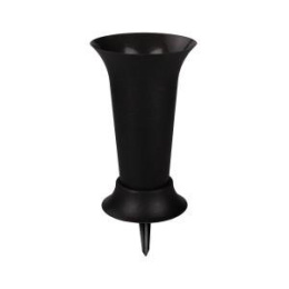 Ваза для цветов пластиковая с колышком d-19см h-41см, черный Альтернатива М5143