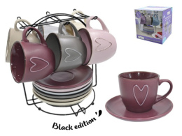 Набор чайный керамический 12 предметов на металлической подставке 260мл Сердце, в п/у Lavenir 20652