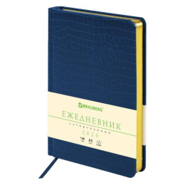 Ежедневник датированный А5 168 листов Brauberg Comodo, синий под кожу, 2026 117050